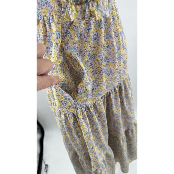 Code X Mode Maxi Peasant Dress Size Xs Tiered Chiffon Boho Mixed Floral Print - Picture 5 of 14